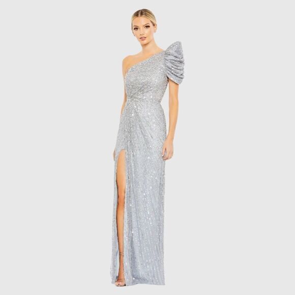 EMBELLISHED PUFF ONE SHOULDER GOWN - Picture 1 of 5